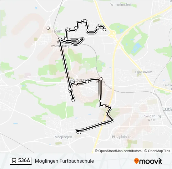 Автобус 536A: карта маршрута