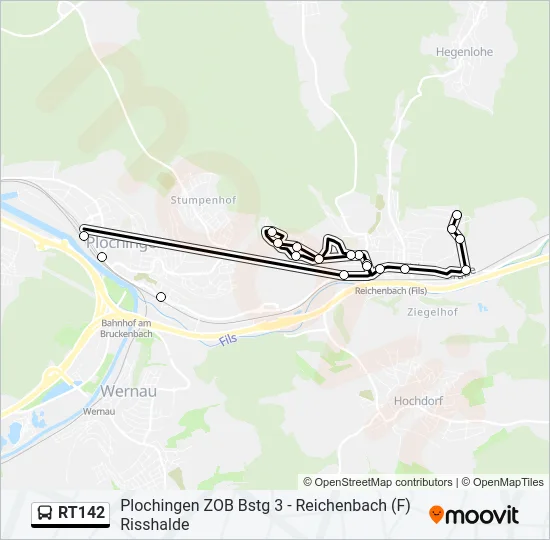 RT142 Bus Line Map