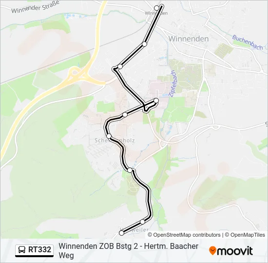 RT332 Bus Line Map