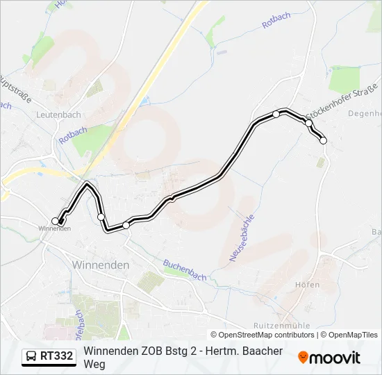 RT332 Bus Line Map