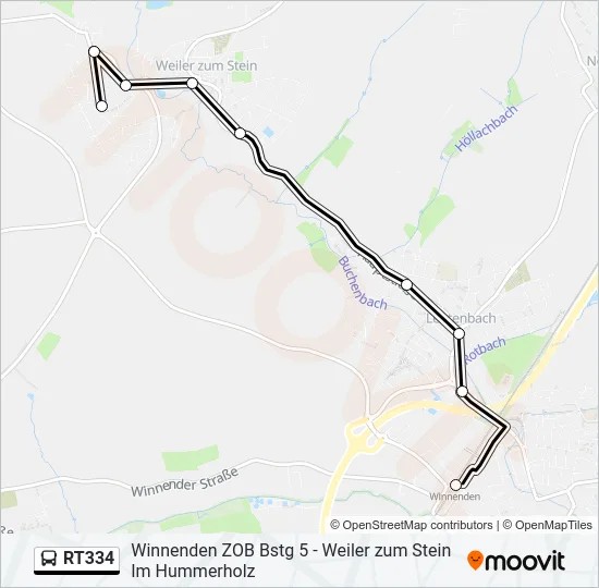 RT334 Bus Line Map