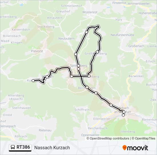Автобус RT386: карта маршрута