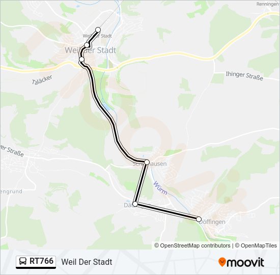 Автобус RT766: карта маршрута