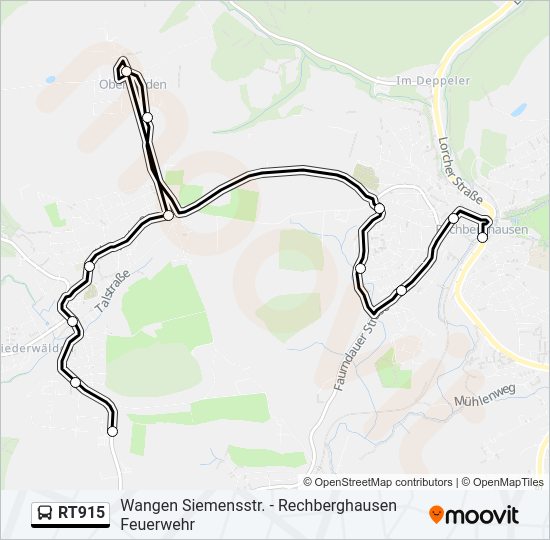 Автобус RT915: карта маршрута