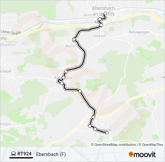 Автобус RT924: карта маршрута