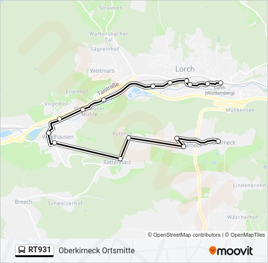 Автобус RT931: карта маршрута