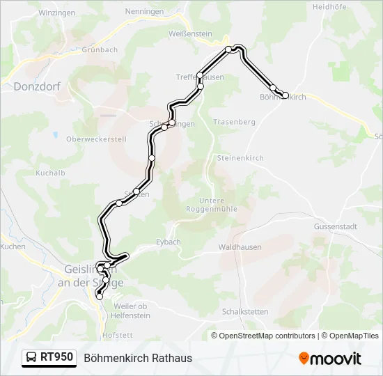 RT950 Bus Line Map