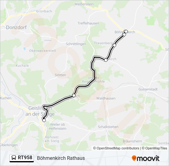 Автобус RT958: карта маршрута