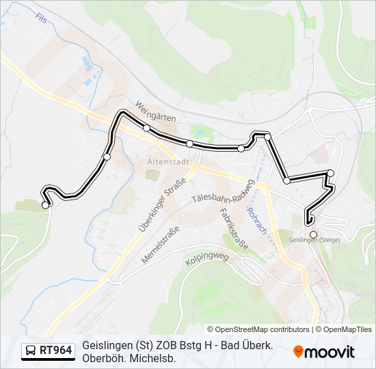 RT964 Bus Line Map