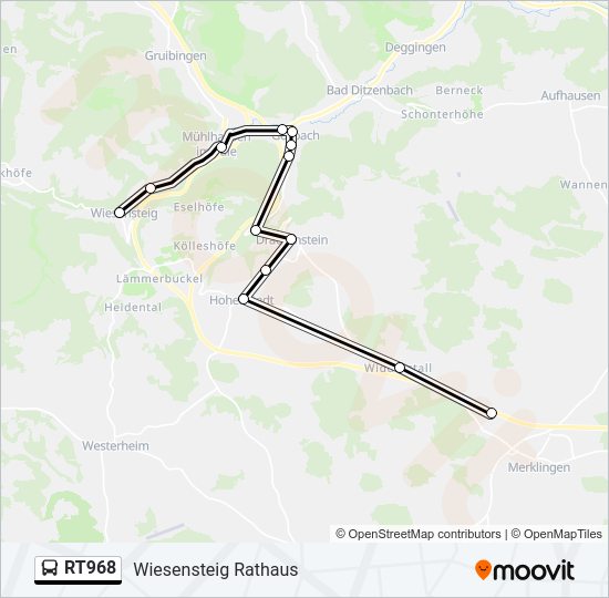Автобус RT968: карта маршрута