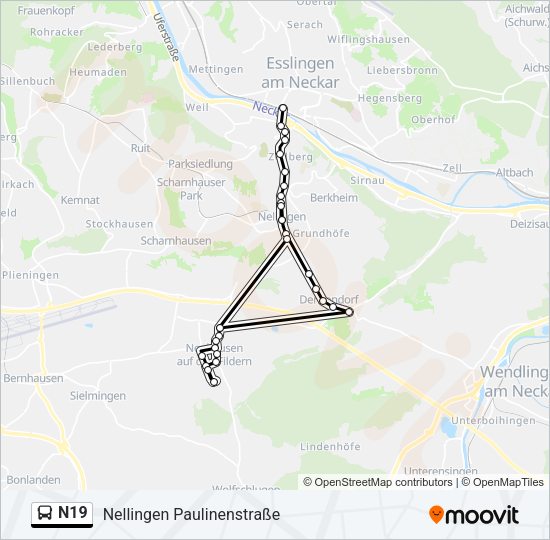 Автобус N19: карта маршрута