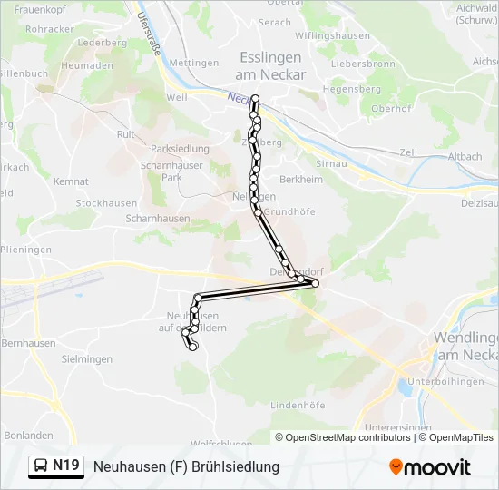 N19 Bus Line Map