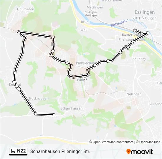 N22 Bus Line Map