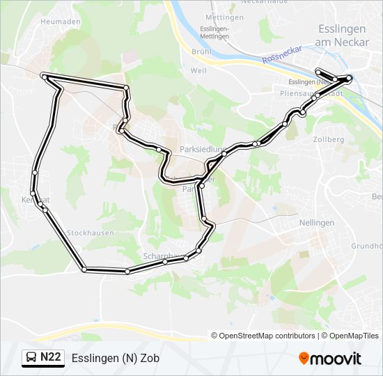 N22 Bus Line Map
