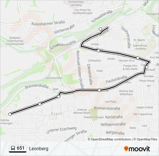 651 Bus Line Map