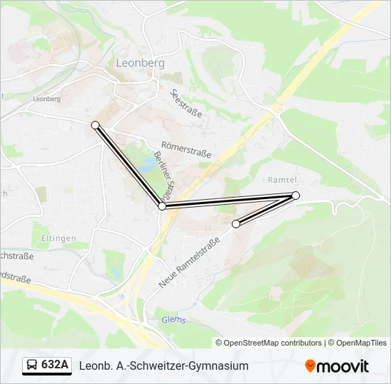 632A Bus Line Map