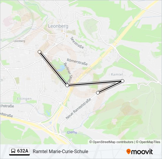 632A Bus Line Map