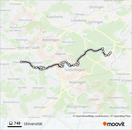 748 Bus Line Map