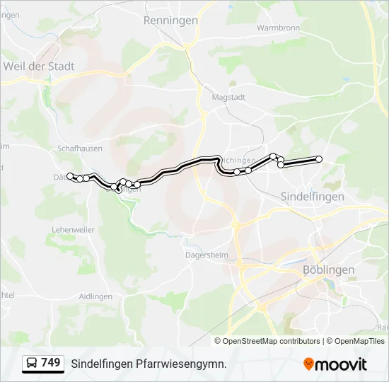749 Bus Line Map