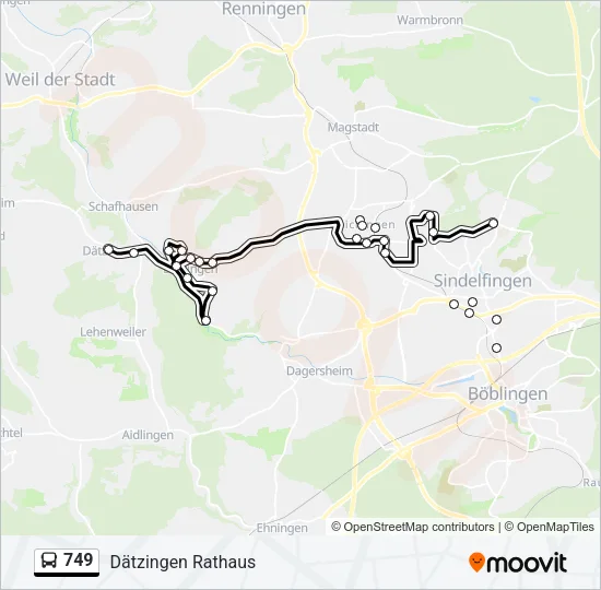 749 Bus Line Map