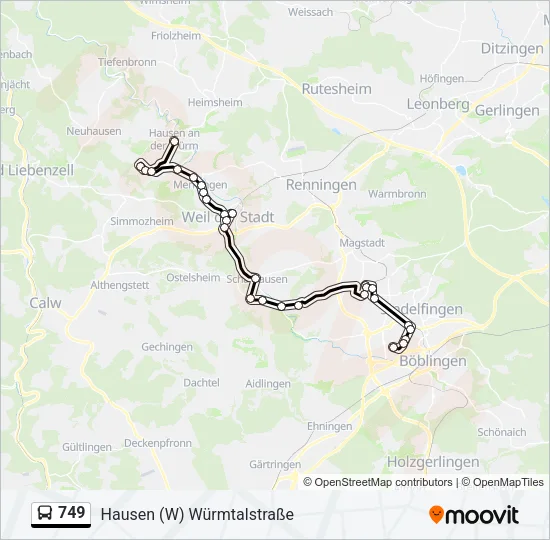 749 Bus Line Map