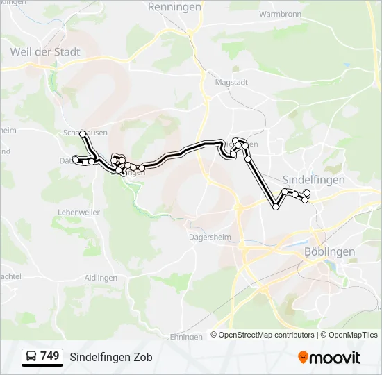 749 Bus Line Map