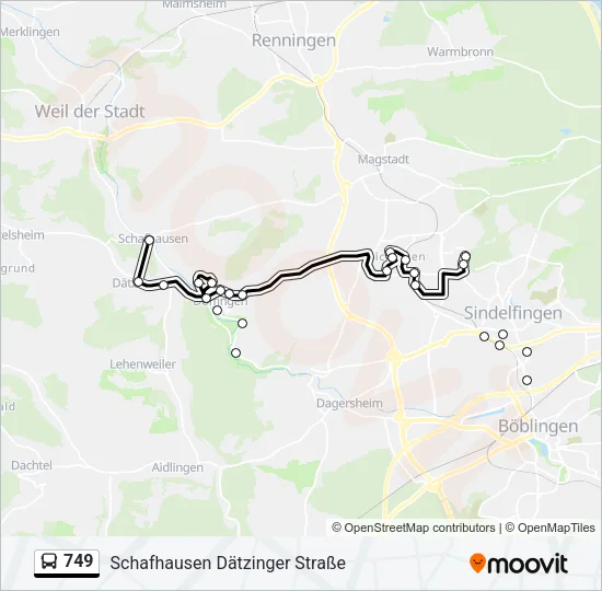 749 Bus Line Map