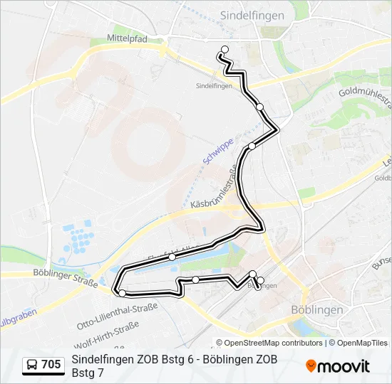 705 Bus Line Map