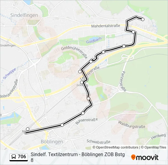 706 Bus Line Map