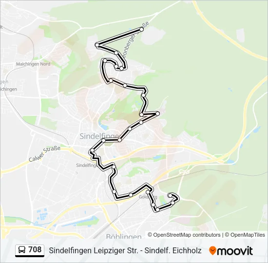 708 Bus Line Map