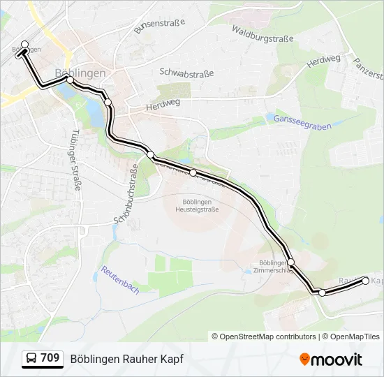 709 Bus Line Map