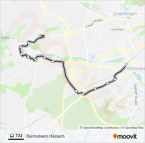 732 Bus Line Map