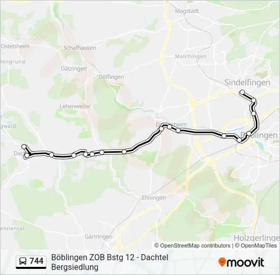 744 Bus Line Map