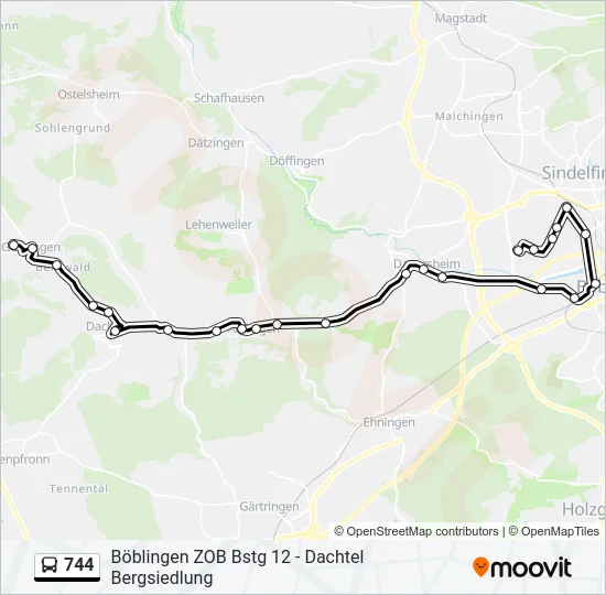 744 Bus Line Map