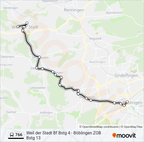 766 Bus Line Map