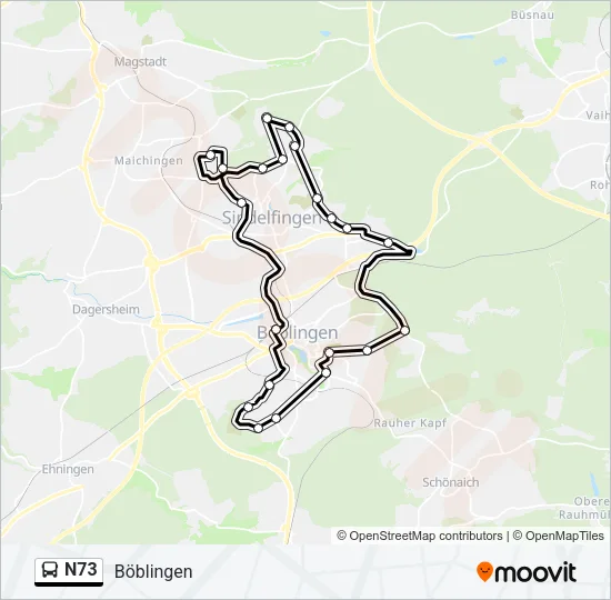 N73 Bus Line Map