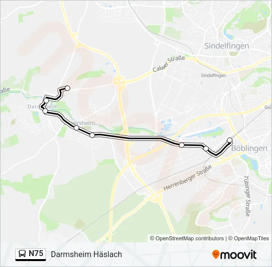N75 Bus Line Map