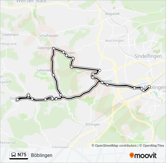 N75 Bus Line Map