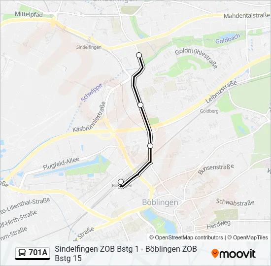 701A Bus Line Map