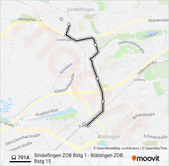 701A Bus Line Map