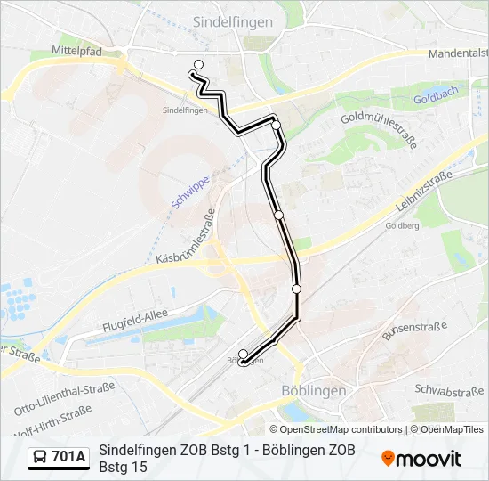 701A Bus Line Map