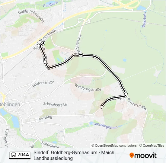 704A Bus Line Map