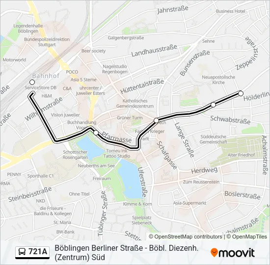721A Bus Line Map