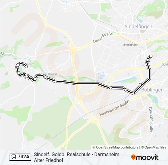 Автобус 732A: карта маршрута
