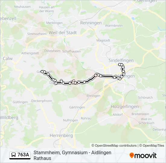 763A Bus Line Map
