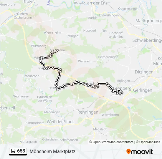 653 Bus Line Map