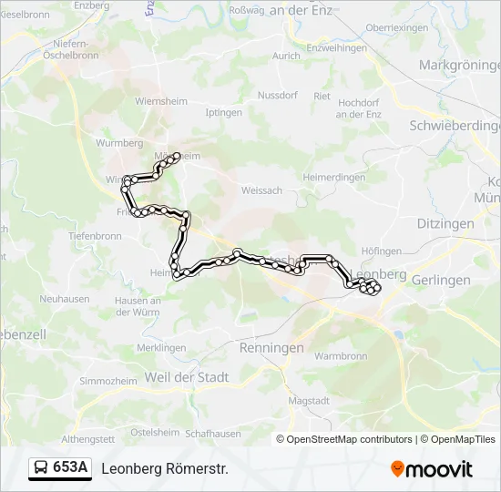 653A Bus Line Map