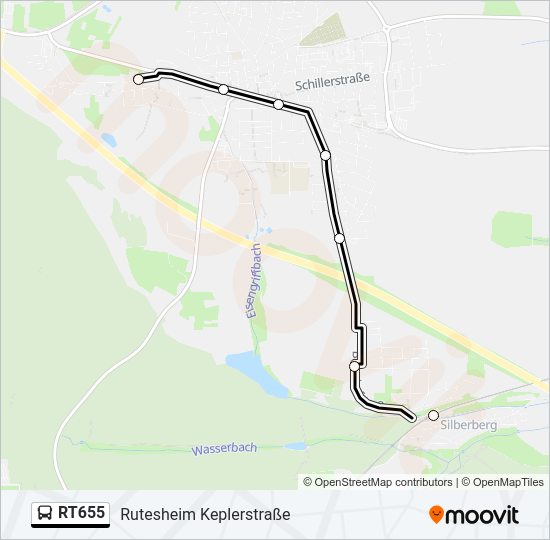 Автобус RT655: карта маршрута