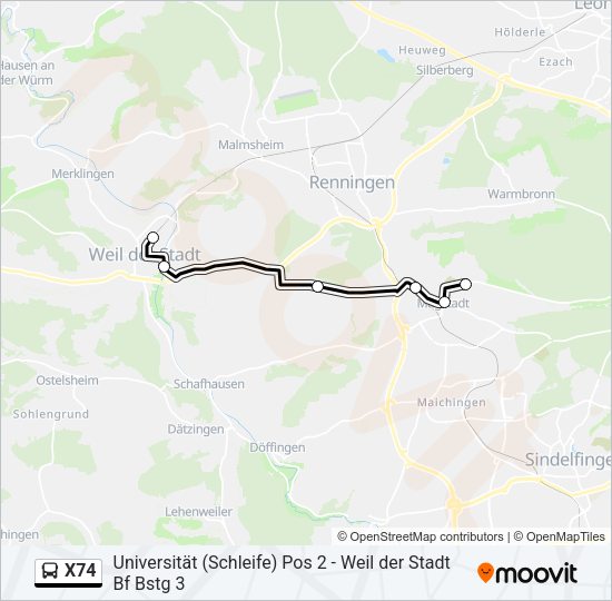 X74 Bus Line Map