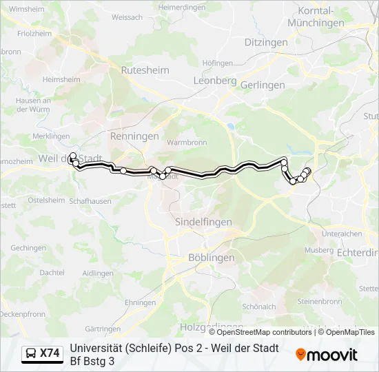 X74 Bus Line Map